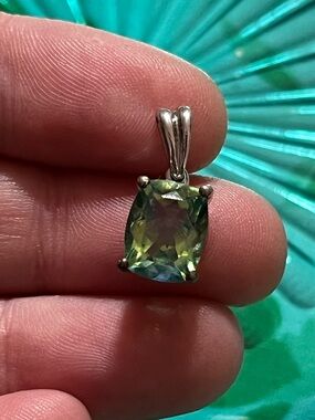 Chuck Clemency STS Sterling Silver 925 Lab-grown Green Fluorite Pendant